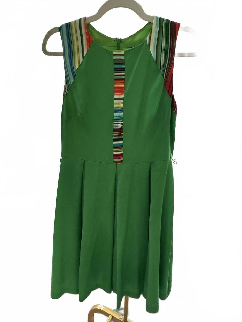 Anthropologie Eva Franco Colorful Striped Sleeveless Dress with Belt - Size 4